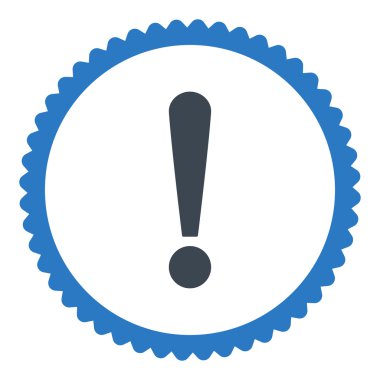 Ünlem işareti düz düz mavi renkler damga simgesi yuvarlak