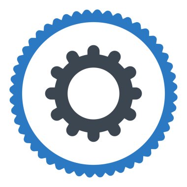 Vites düz düz mavi renkler damga simgesi yuvarlak