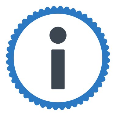 Info düz düz mavi renkler damga simgesi yuvarlak