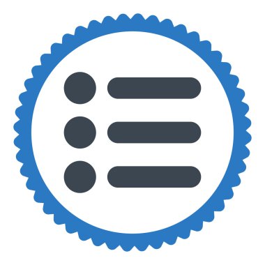 Öğeleri düz düz mavi renkler damga simgesi yuvarlak