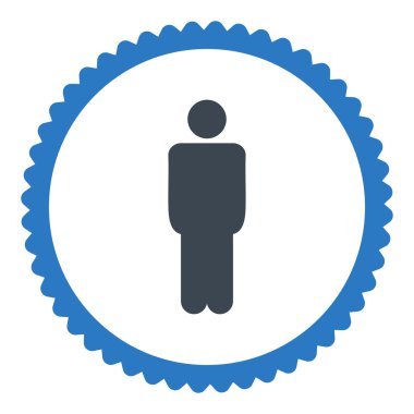 Adam düz düz mavi renkler damga simgesi yuvarlak