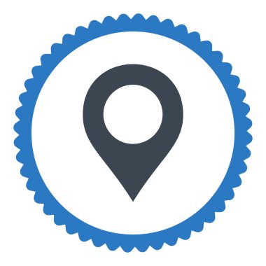 Marker düz düz mavi renkler damga simgesi yuvarlak