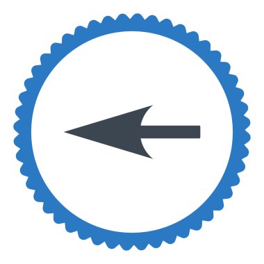 Keskin sol ok düz düz mavi renkler damga simgesi yuvarlak