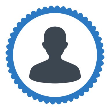 Kullanıcı düz düz mavi renkler damga simgesi yuvarlak