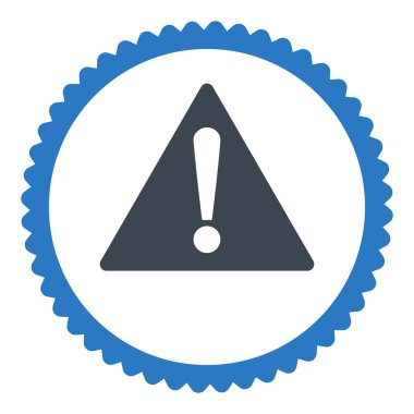 Uyarı düz düz mavi renkler damga simgesi yuvarlak