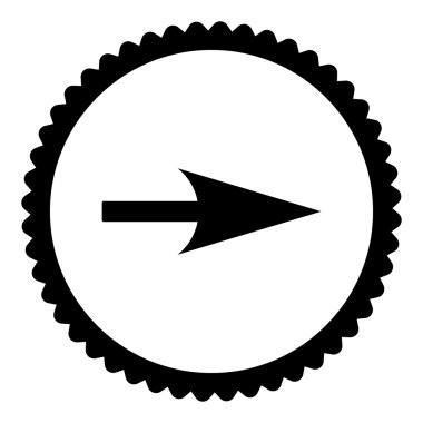 Ok ekseni X düz siyah renk yuvarlak damga simgesi