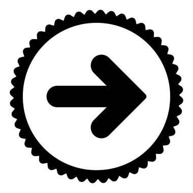 Ok sağ düz siyah renk yuvarlak damga simgesi