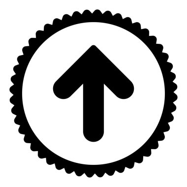 Ok yukarı düz siyah renk yuvarlak damga simgesi