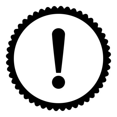 Ünlem işareti yuvarlak damga simge siyah renkli düz