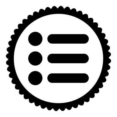 Öğeleri düz siyah renk yuvarlak damga simgesi