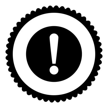 Sorun düz siyah renkli yuvarlak damga simgesi