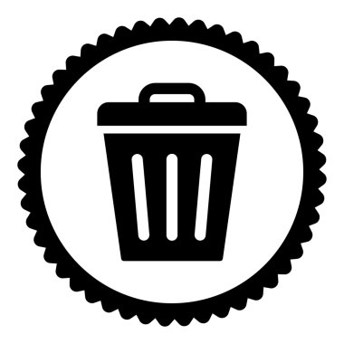 Çöp Can düz yuvarlak damga simge siyah renk