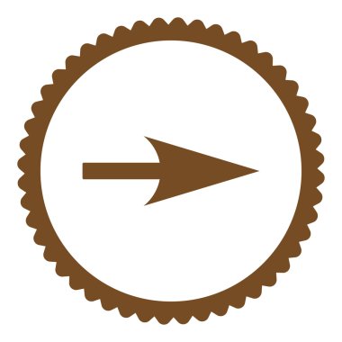 Ok ekseni X düz kahverengi renk yuvarlak damga simgesi