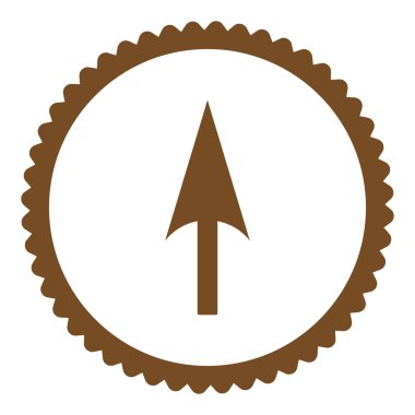 Ok eksen Y düz kahverengi renk yuvarlak damga simgesi