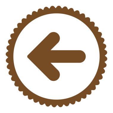 Ok sol düz kahverengi renk yuvarlak damga simgesi