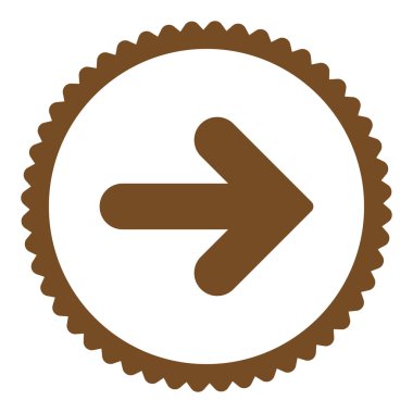 Ok sağ düz kahverengi renk yuvarlak damga simgesi