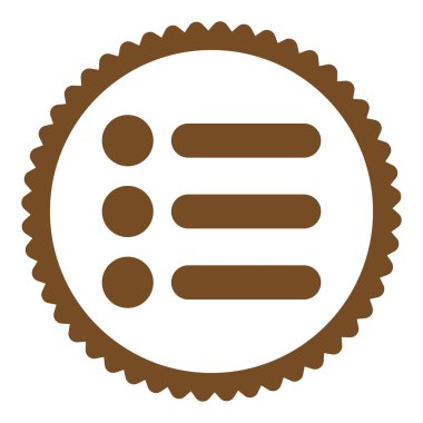 Öğeleri düz kahverengi renk yuvarlak damga simgesi