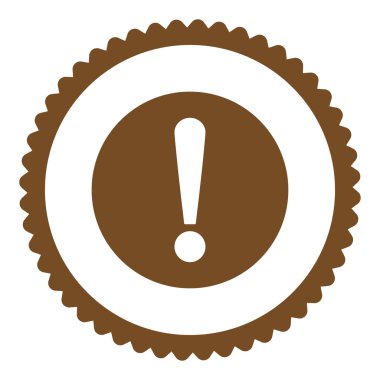 Sorun düz kahverengi renk yuvarlak damga simgesi