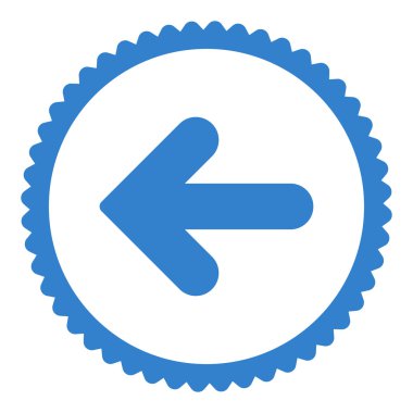 Ok sol düz kobalt renk yuvarlak damga simgesi