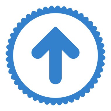 Ok yukarı düz kobalt renk yuvarlak damga simgesi