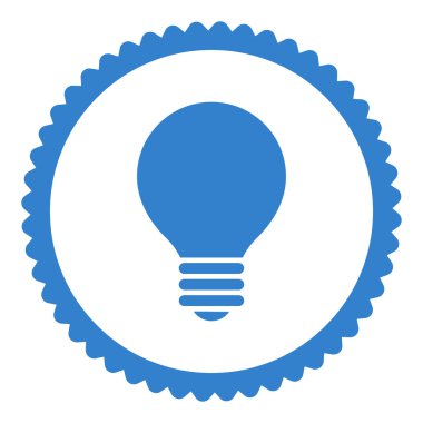 Elektrikli ampul düz kobalt renk yuvarlak damga simgesi