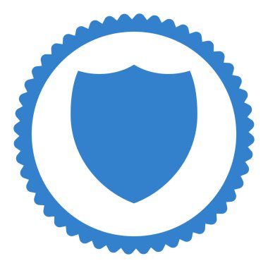 Düz kobalt rengi pul simgesi yuvarlak kalkan