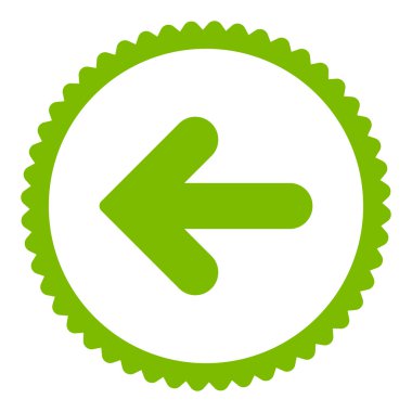 Ok sol düz eko yeşil renk yuvarlak damga simgesi