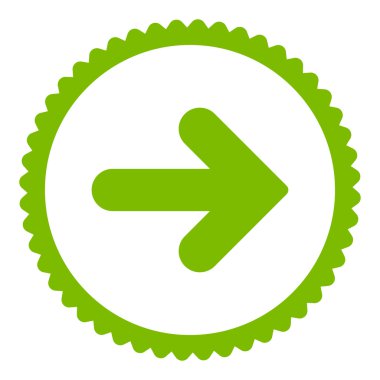 Ok sağ düz eko yeşil renk yuvarlak damga simgesi