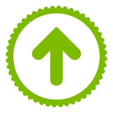 Ok yukarı düz eko yeşil renk yuvarlak damga simgesi