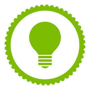 Elektrikli ampul düz eko yeşil renk yuvarlak damga simgesi