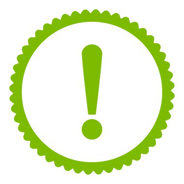 Ünlem işareti eko yeşil renkli pul simgesi yuvarlak düz