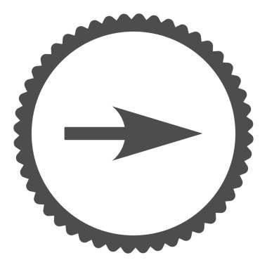 Ok ekseni X düz gri renk yuvarlak damga simgesi