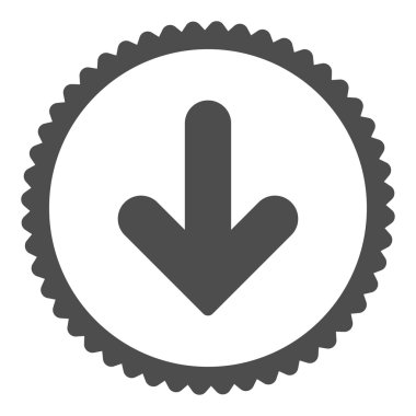 Ok aşağı düz gri renk yuvarlak damga simgesi