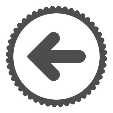 Ok sol düz gri renk yuvarlak damga simgesi