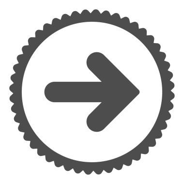 Ok sağ düz gri renk yuvarlak damga simgesi