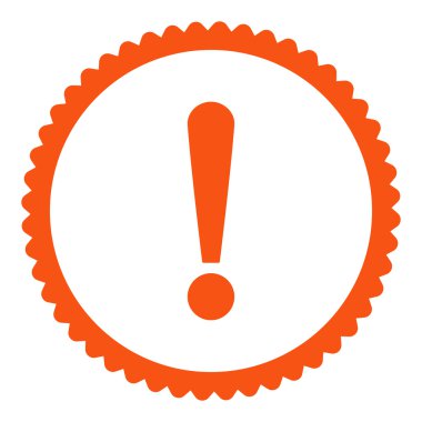 Ünlem işareti damgası simgesi yuvarlak turuncu renk düz