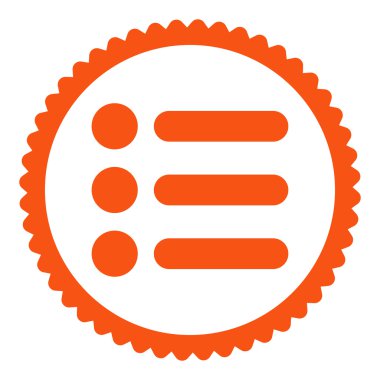 Öğeleri düz turuncu renk yuvarlak damga simgesi