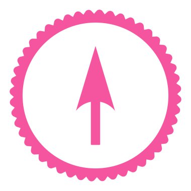 Ok eksen Y düz pembe renk yuvarlak damga simgesi