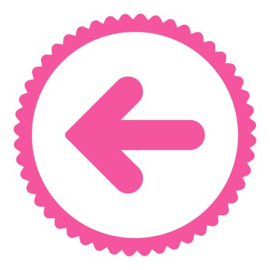 Ok sol düz pembe renk yuvarlak damga simgesi