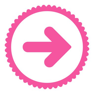 Ok sağ düz pembe renk yuvarlak damga simgesi
