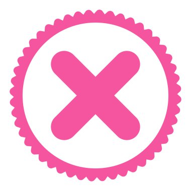 Düz pembe renkli pul simgesi yuvarlak iptal