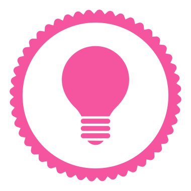 Elektrikli ampul düz pembe renk yuvarlak damga simgesi