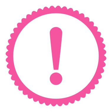 Ünlem işareti damgası simgesi yuvarlak pembe renkli düz