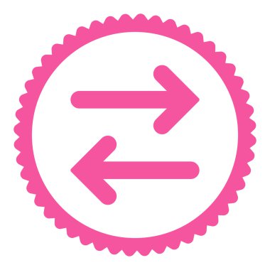 Fiske vurmak yatay düz pembe renkli yuvarlak damga simgesi