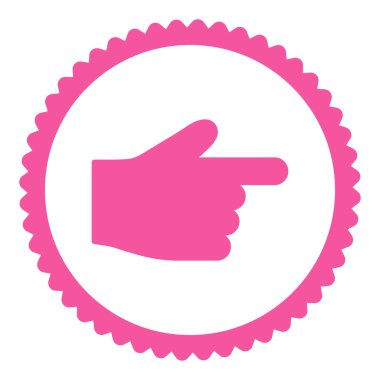 İşaret parmağı düz pembe renk yuvarlak damga simgesi