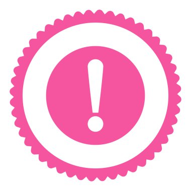 Sorun düz pembe renkli yuvarlak damga simgesi