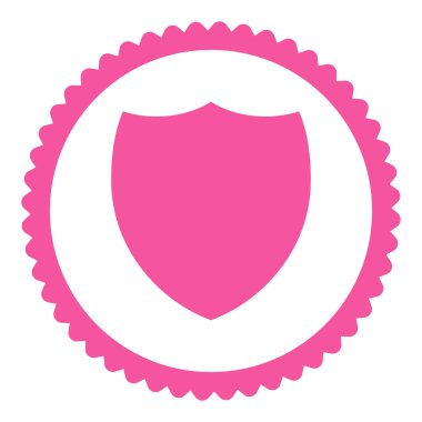 Kalkan düz pembe renk yuvarlak damga simgesi