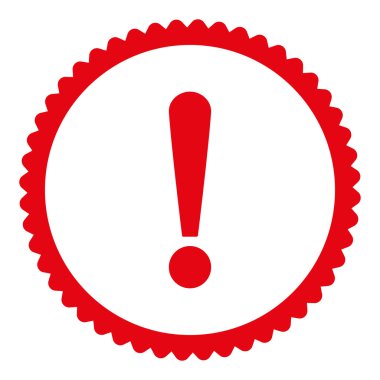 Ünlem işareti damgası simgesi yuvarlak kırmızı renk düz