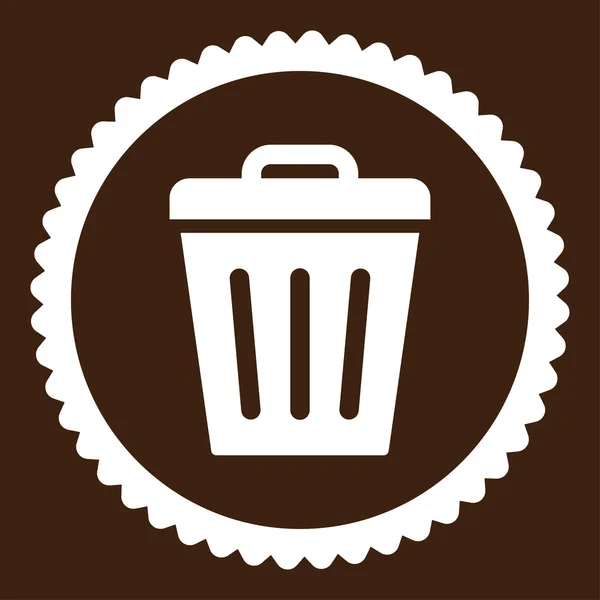 Trash Can flat white color round stamp icon — Stock Photo, Image