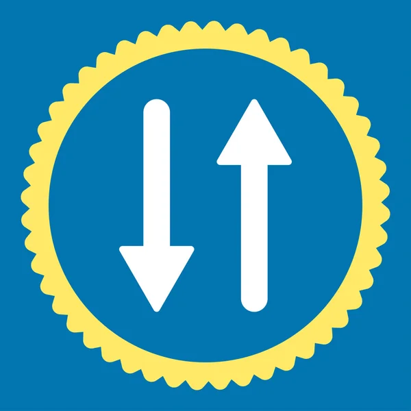 Pijlen Exchange verticale vlakke gele en witte kleuren ronde stempel pictogram — Stockfoto